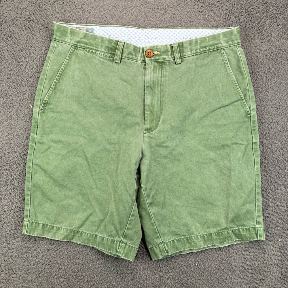 Johnston & Murphy Mens 33 Green Pima Cotton Chino Shorts Classic Fit Casual